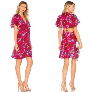 Diane von Furstenberg Floral Boswell Geranium Cutout Cape Dress